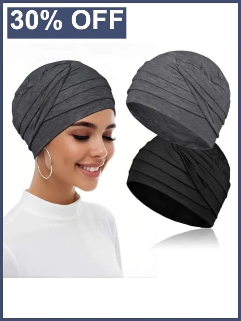 Soft Rayon Cotton Chemo Turban Headwrap Pack of 2 for Hair Loss
